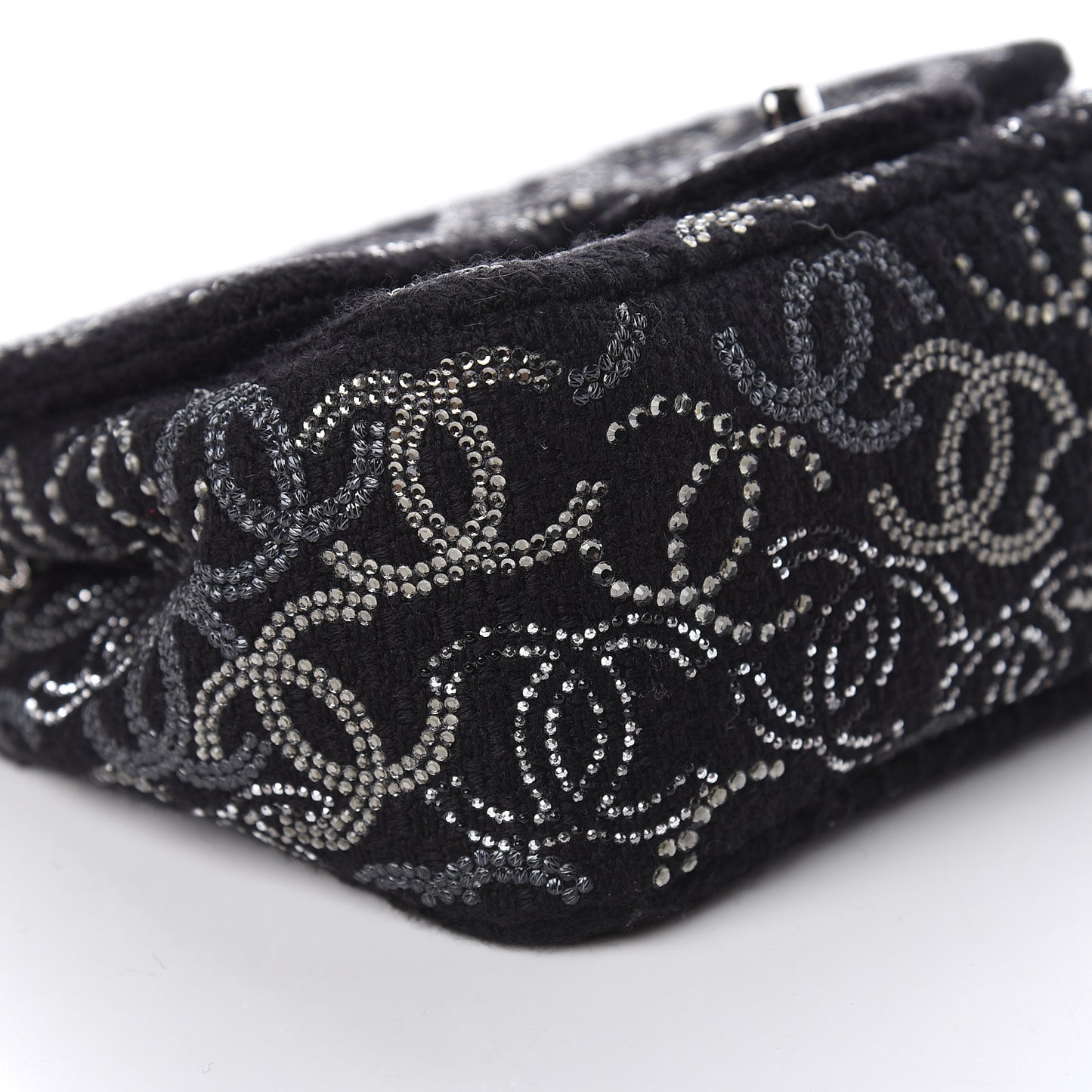Tweed Strass Mini Pudong Flap Black
