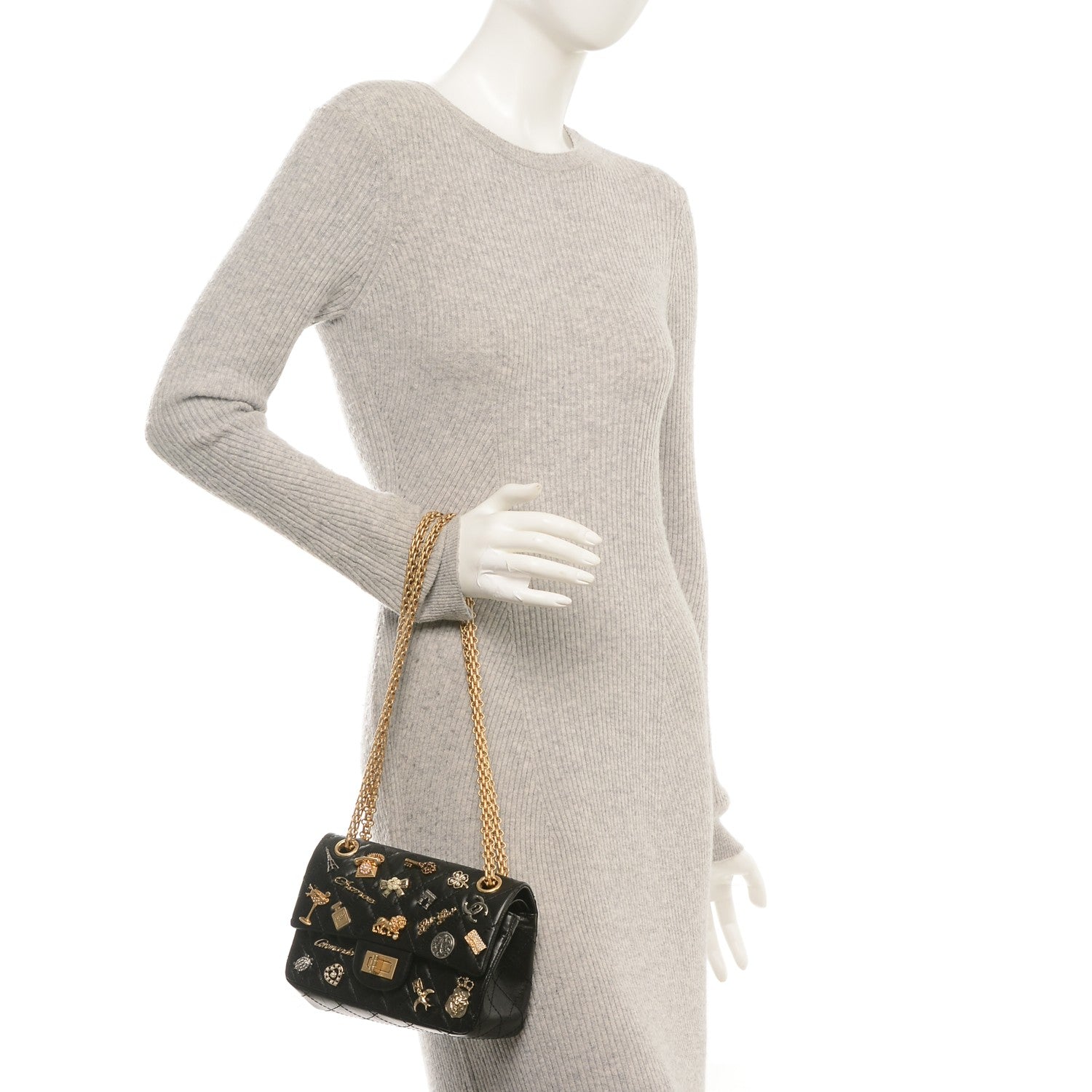 Chanel Aged Calfskin Lucky Charms 2.55 Reissue 224 Flap Black 2 of 8