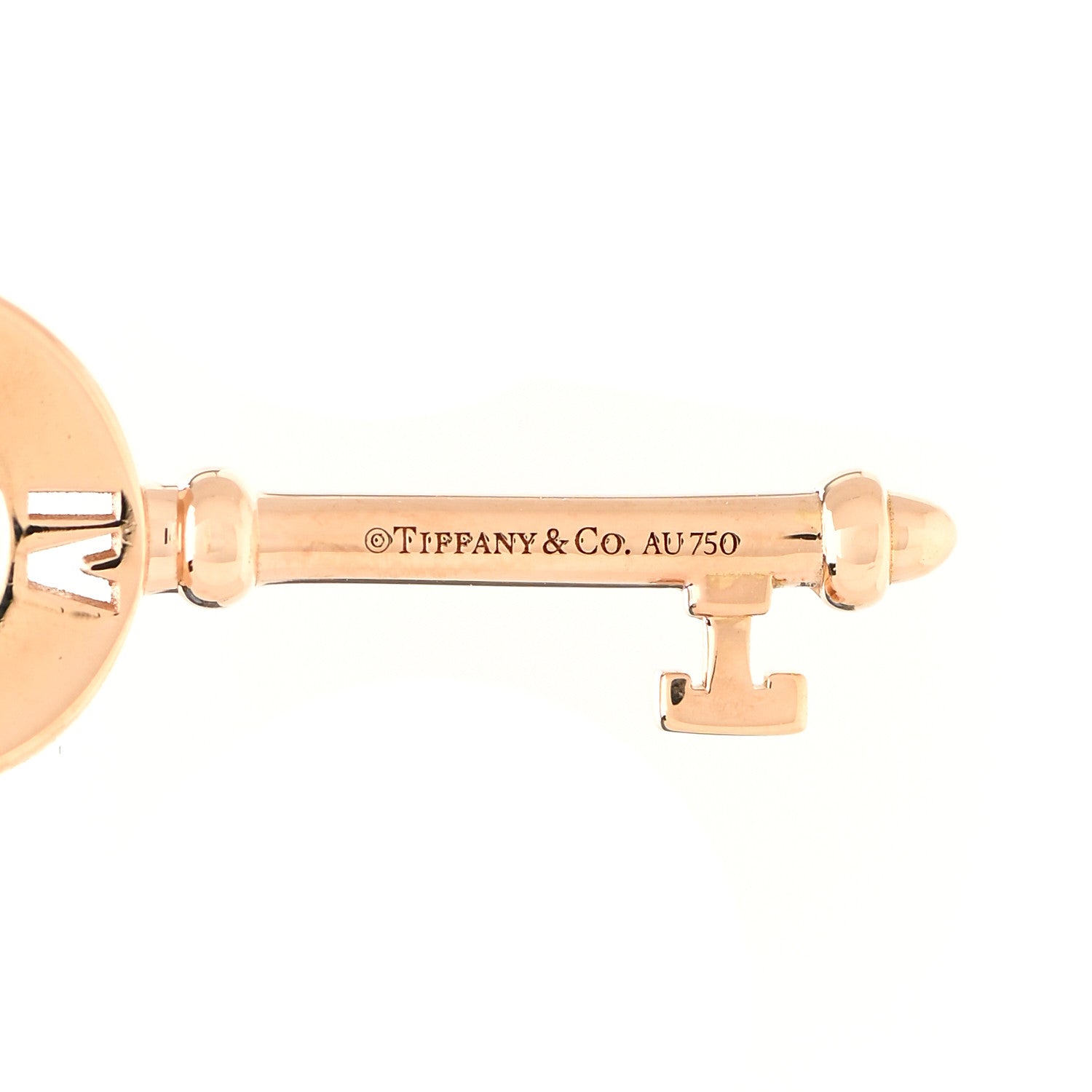 Tiffany 18K Rose Gold Diamond Atlas Pierced Key Pendant Necklace 5 of 7