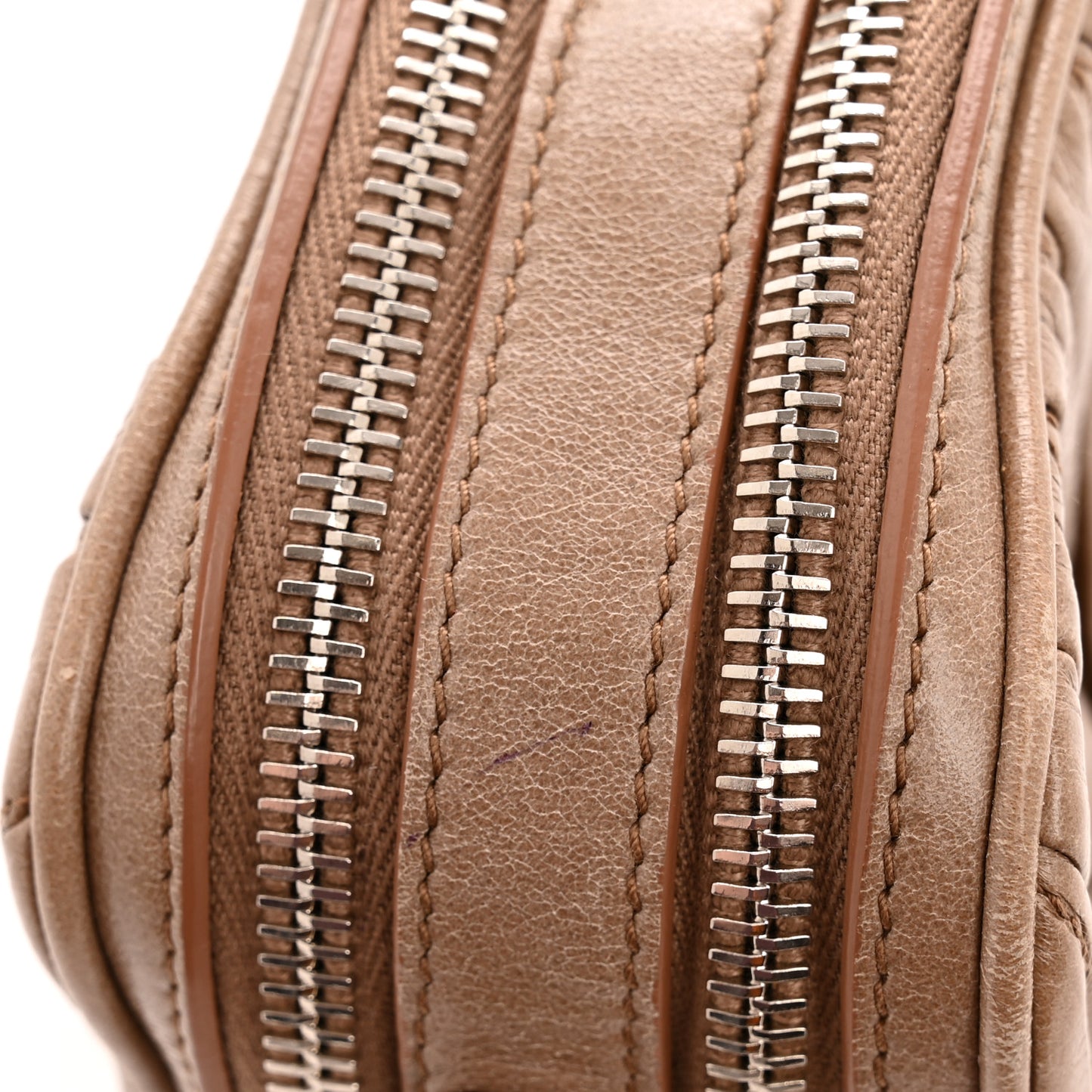 Vitello Lux Matelasse Double Zip Chain Crossbody Bag Cammeo