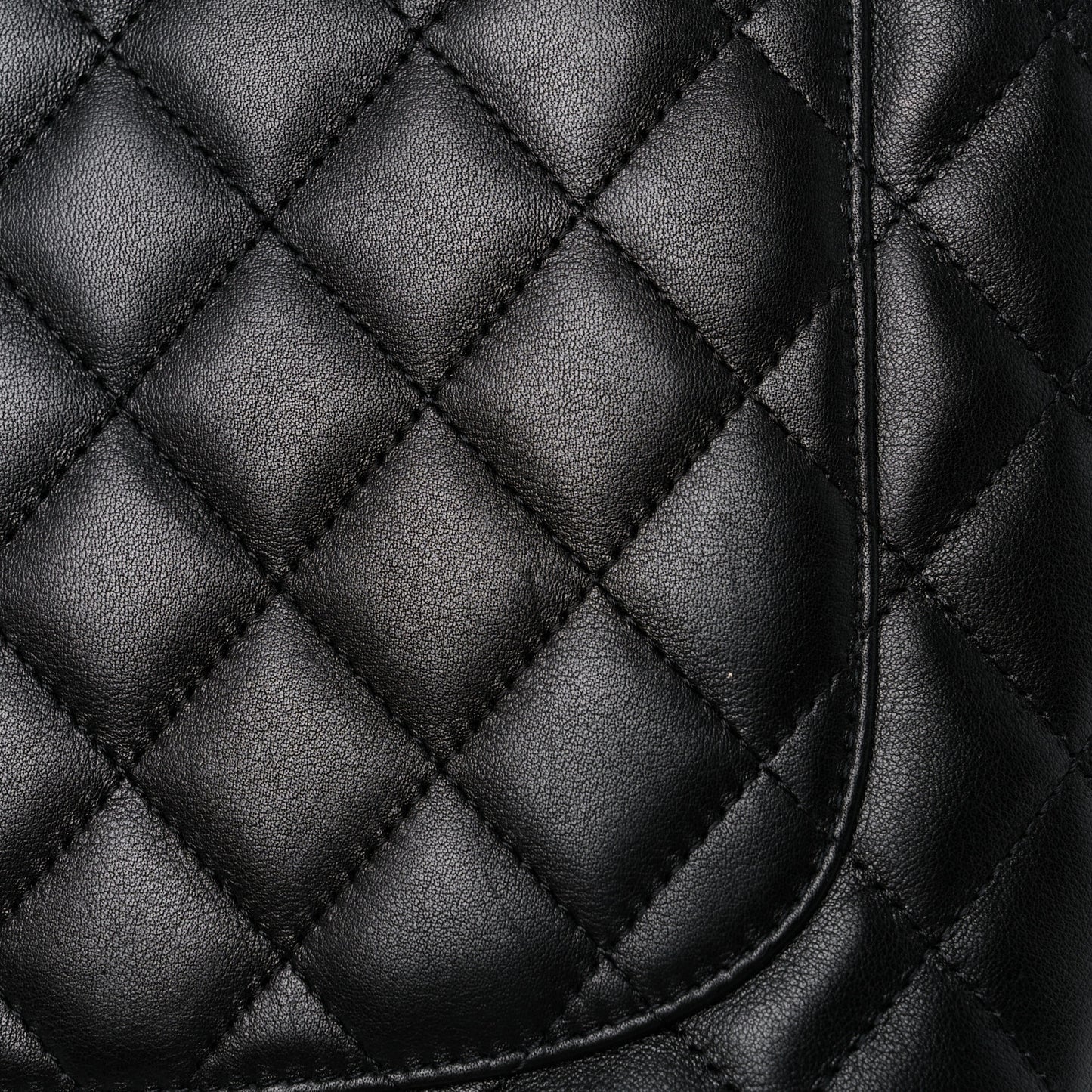 Calfskin Quilted Large Cambon Tote Black