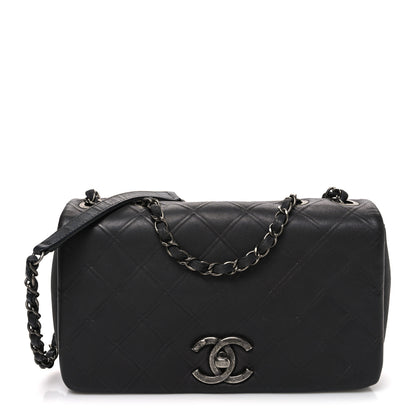 Chanel Calfskin Diamond Embossed Medium New Chic Flap Dark Grey 1 of 10