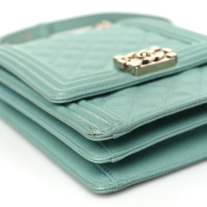 Chanel Caviar Quilted North South Boy Flap Light Blue 8 of 9