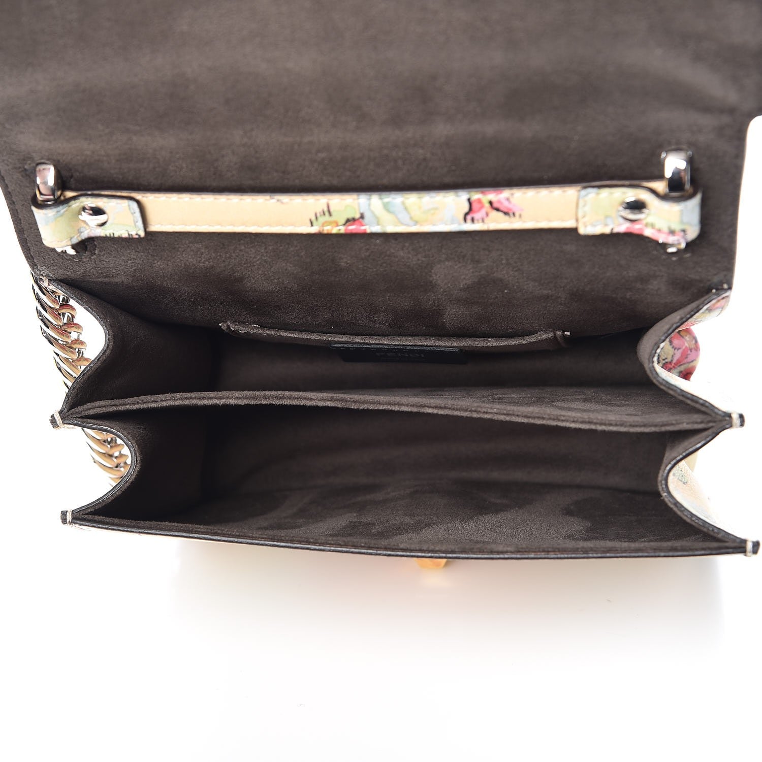 Fendi Vitello Marie Antoinette Print Scalloped Mix Studded Small Kan I Shoulder Bag Panna Multicolor 5 of 9