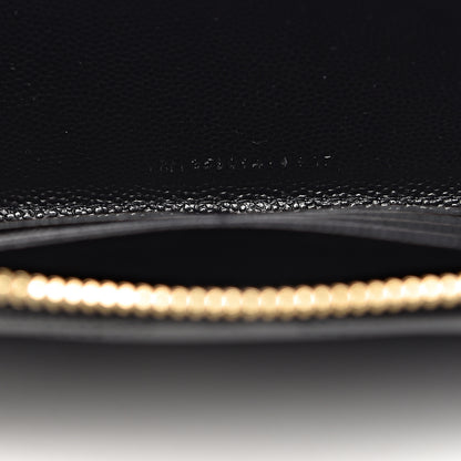 Saint Laurent Grain De Poudre Matelasse Chevron Monogram Zip Around Wallet Black 8 of 9