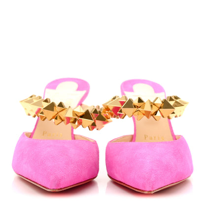 Christian Louboutin Veau Velours Specchio Planet Choc 80 Mule  36.5 Diva Pink 3 of 8