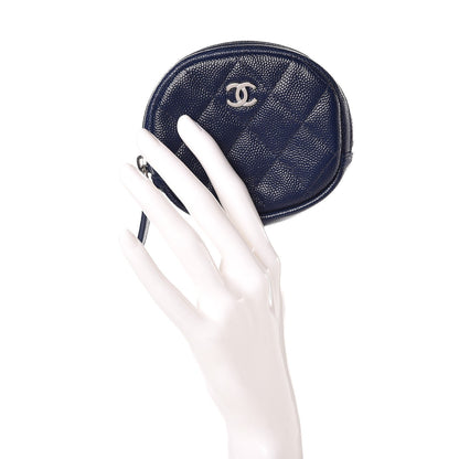 Chanel Caviar Quilted Zip Around Classic Coin Purse Navy Blue 2 of 8