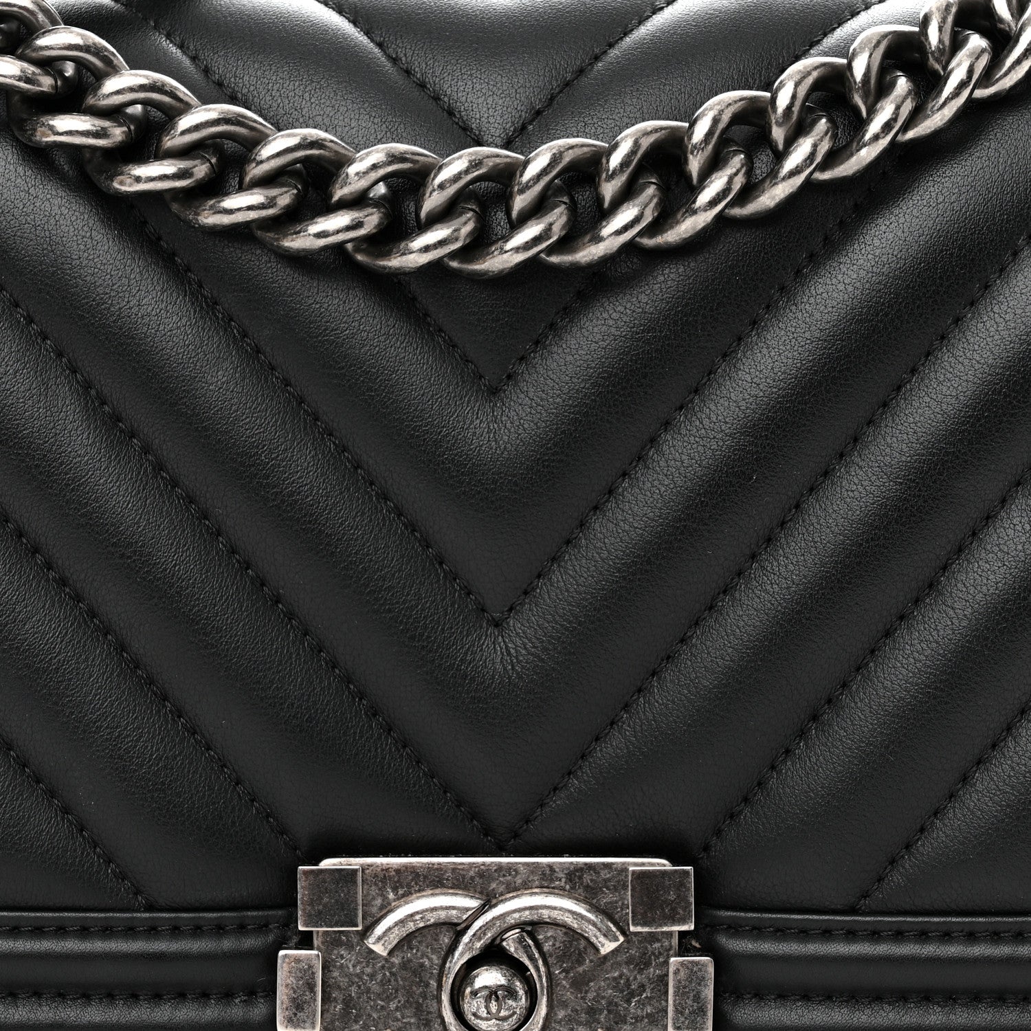 Chanel Lambskin Chevron Quilted Medium Boy Flap Black 8 of 11