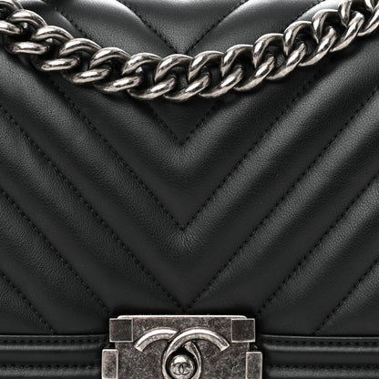 Chanel Lambskin Chevron Quilted Medium Boy Flap Black 8 of 11