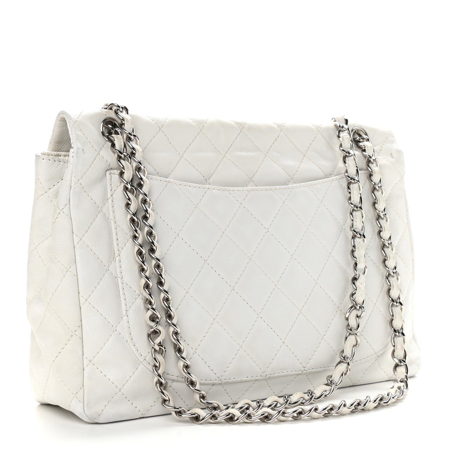 Chanel Caviar Quilted Maxi Single Flap White 3 of 11