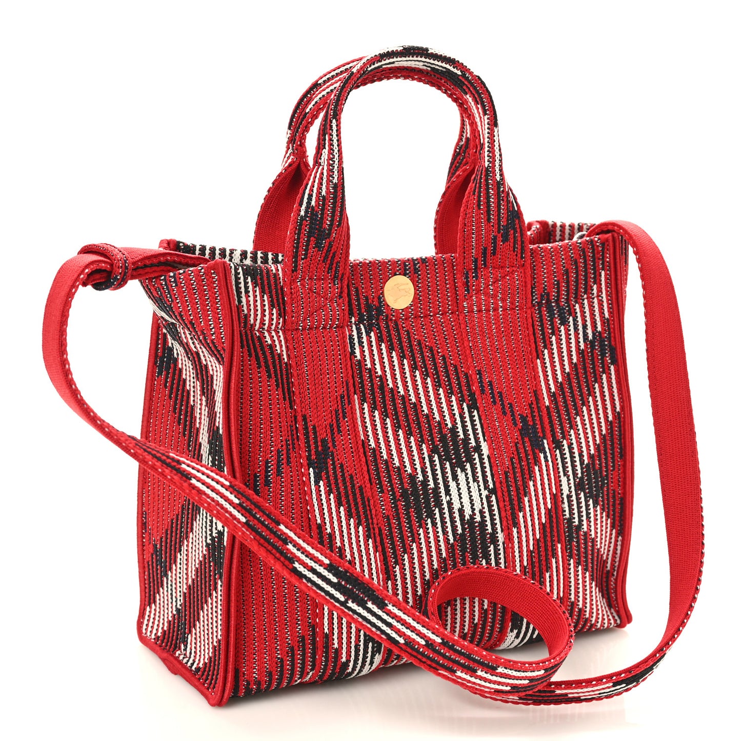 Knitted Check Mini Tote Scarlet