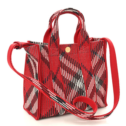 Burberry Knitted Check Mini Tote Scarlet 2 of 10