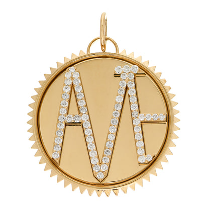 Foundrae 18K Yellow Gold Diamond Large Amate Love Specialty Medallion Pendant 1 of 5