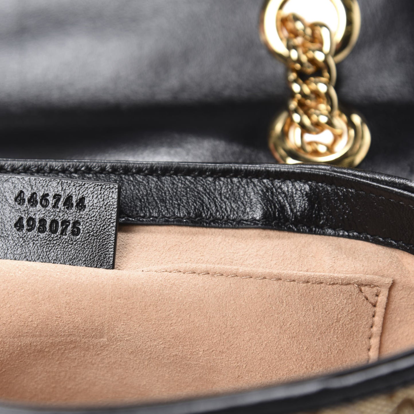 Monogram Matelasse Diagonal Mini GG Marmont Shoulder Bag Beige Black