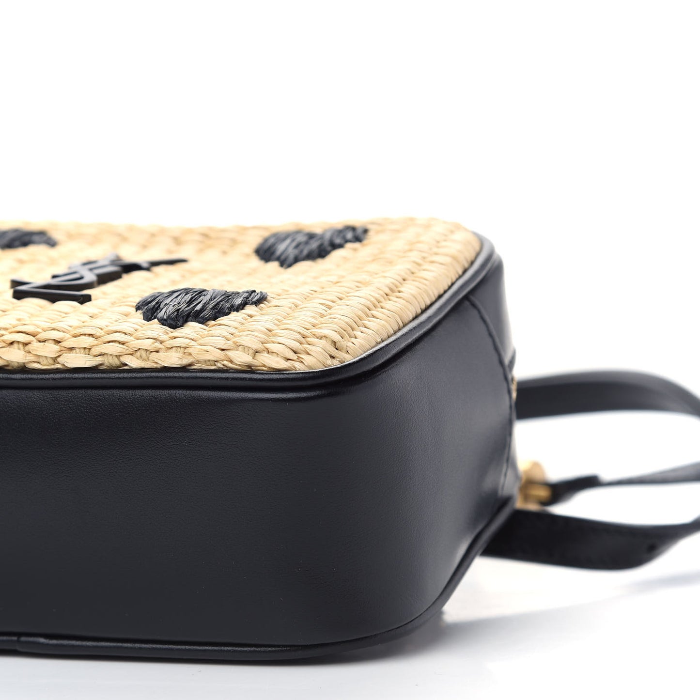 Raffia Canvas Monogram Lou Heart Belt Bag Beige Black