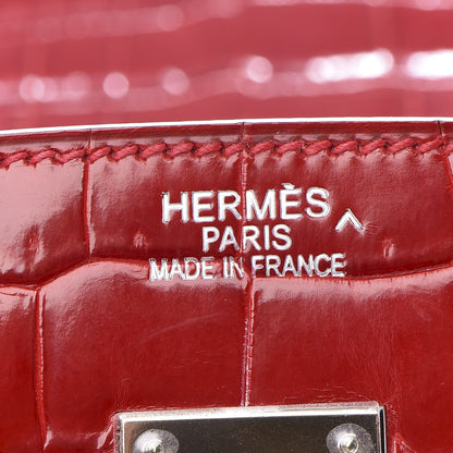 Hermes Shiny Porosus Crocodile Birkin 35 Rouge Vif 22 of 32