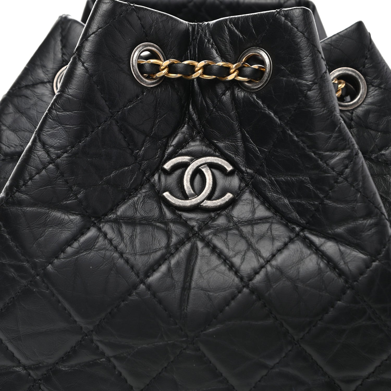 Chanel Aged Calfskin Quilted Gabrielle Backpack Black 8 of 10