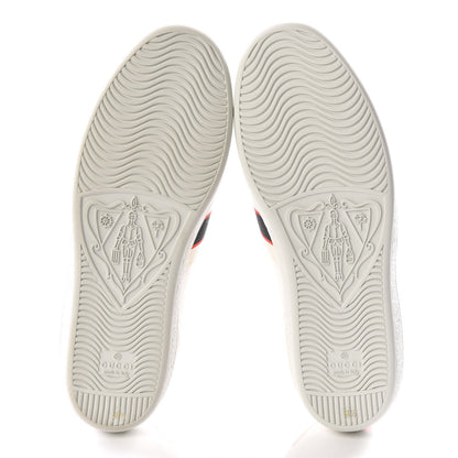 Gucci Calfskin Stripe Womens New Ace Sneakers 38.5 New Mystic White Ecru Red Flame 5 of 9