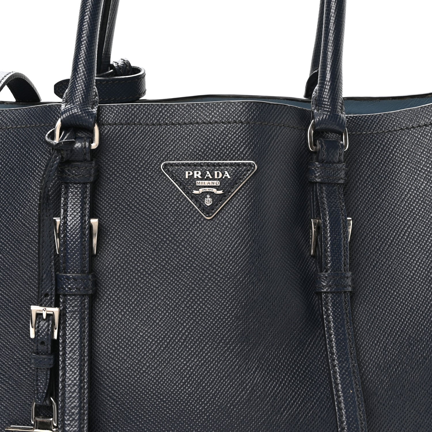 Prada Saffiano Cuir Medium Double Handle Tote Baltico Astrale 9 of 14