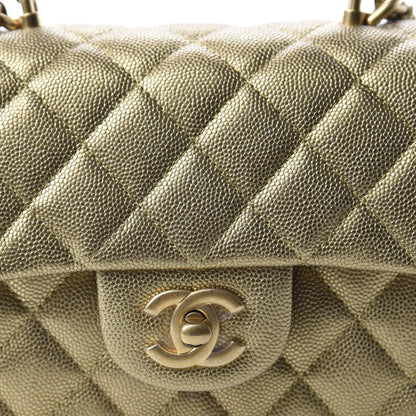 Chanel Metallic Caviar Quilted Mini Top Handle Rectangular Flap Gold 10 of 10