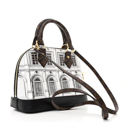 Louis Vuitton X FORNASETTI Calfskin Architettura Alma BB Black White 3 of 9