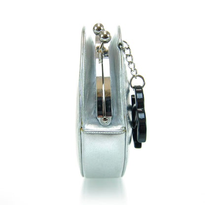 Chanel Patent Leather Kiss Lock Clutch Black Silver 5 of 12