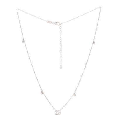 Gucci 18K White Gold Diamond Running GG Pendant Necklace 3 of 5
