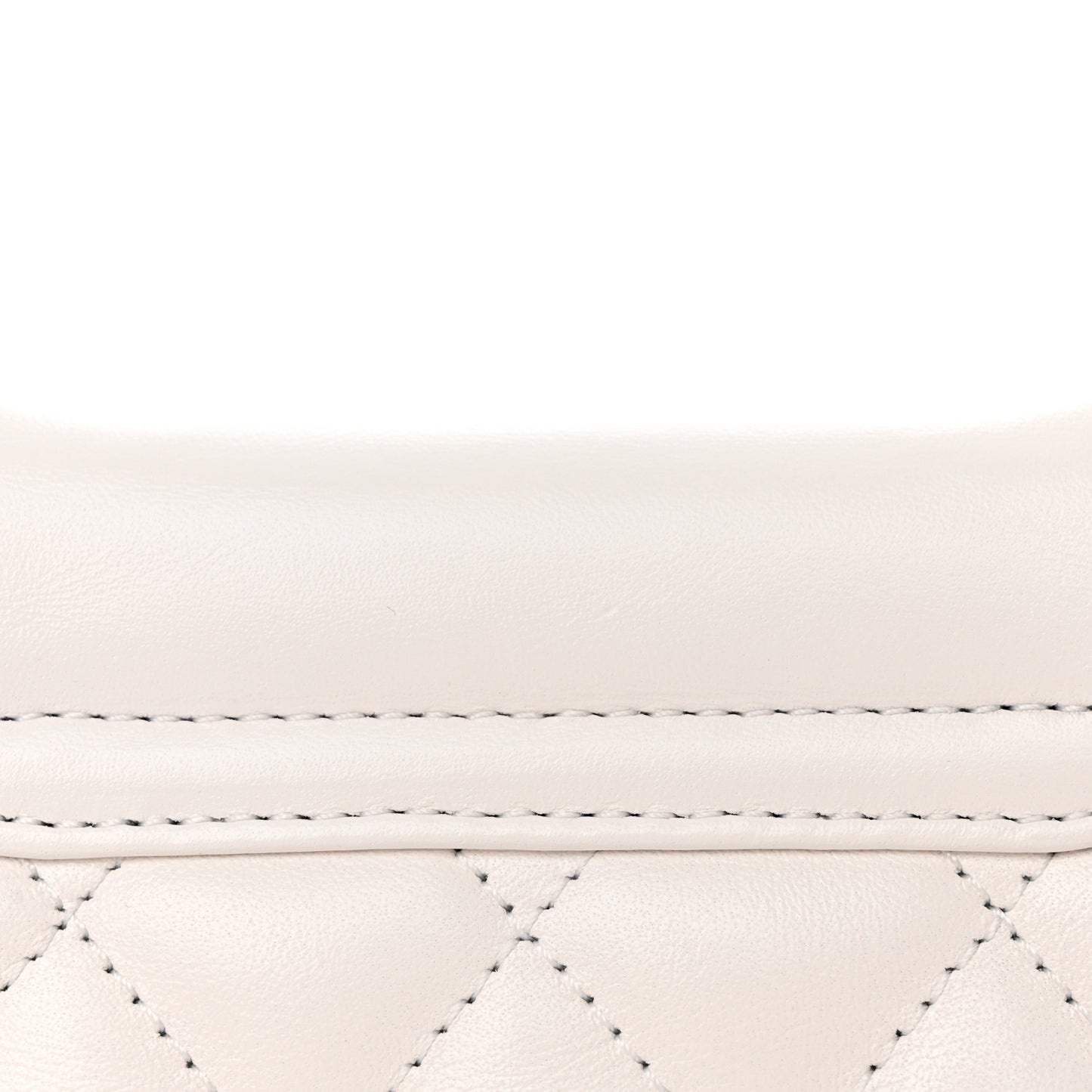 Shiny Aged Calfskin Quilted Nano Kelly Shopper White