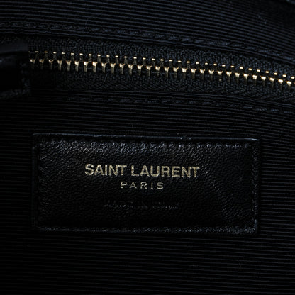Saint Laurent Grain De Poudre Matelasse Chevron Large Monogram Satchel Black 11 of 19