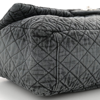 Chanel Denim Quilted Denimpression XXL Flap Grey Black 10 of 11