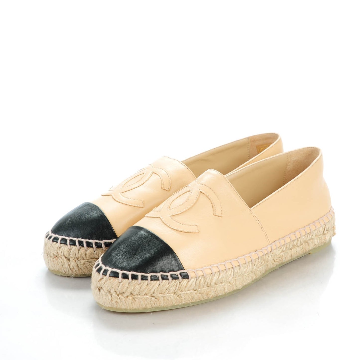 Lambskin CC Espadrilles 37 Beige Black