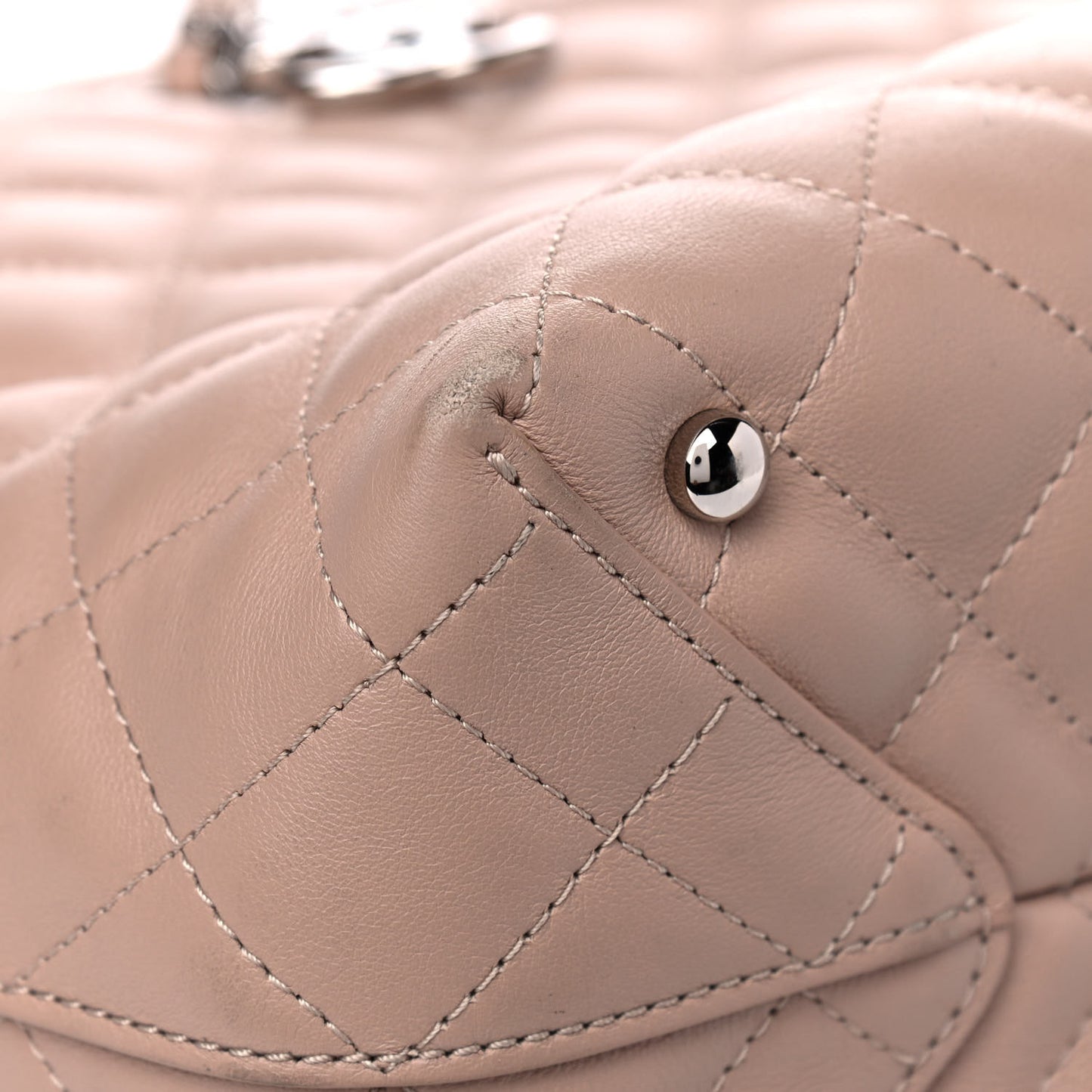 Calfskin Quilted Large Shopping Tote Light Pink