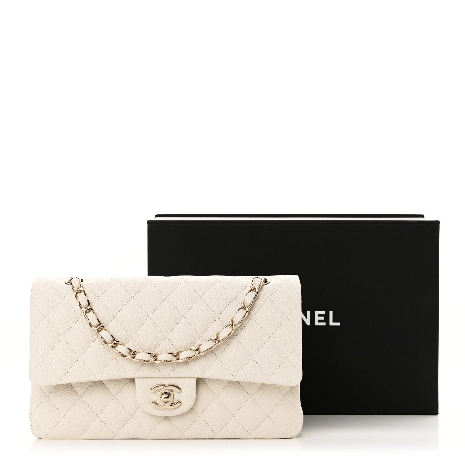 Chanel Caviar Quilted Medium Double Flap White 11 of 11