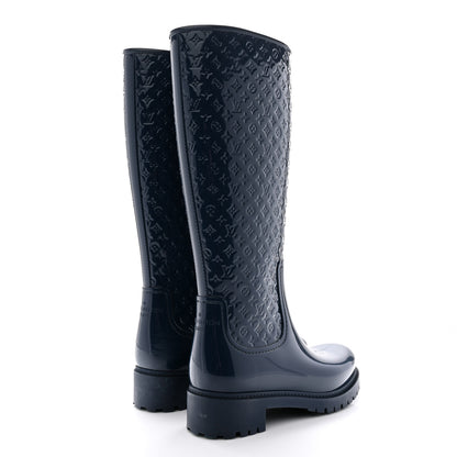Louis Vuitton Rubber Embossed Monogram Splash Rain Boots 36 Blue 4 of 14