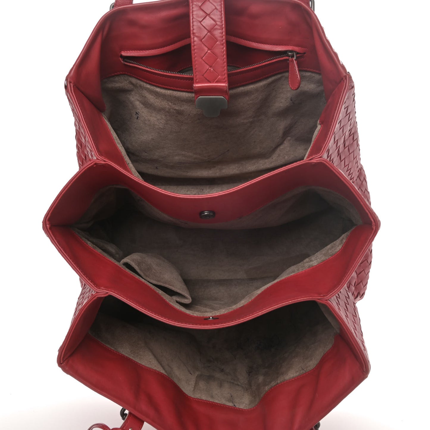 Nappa Intrecciato Medium Roma Tote Red