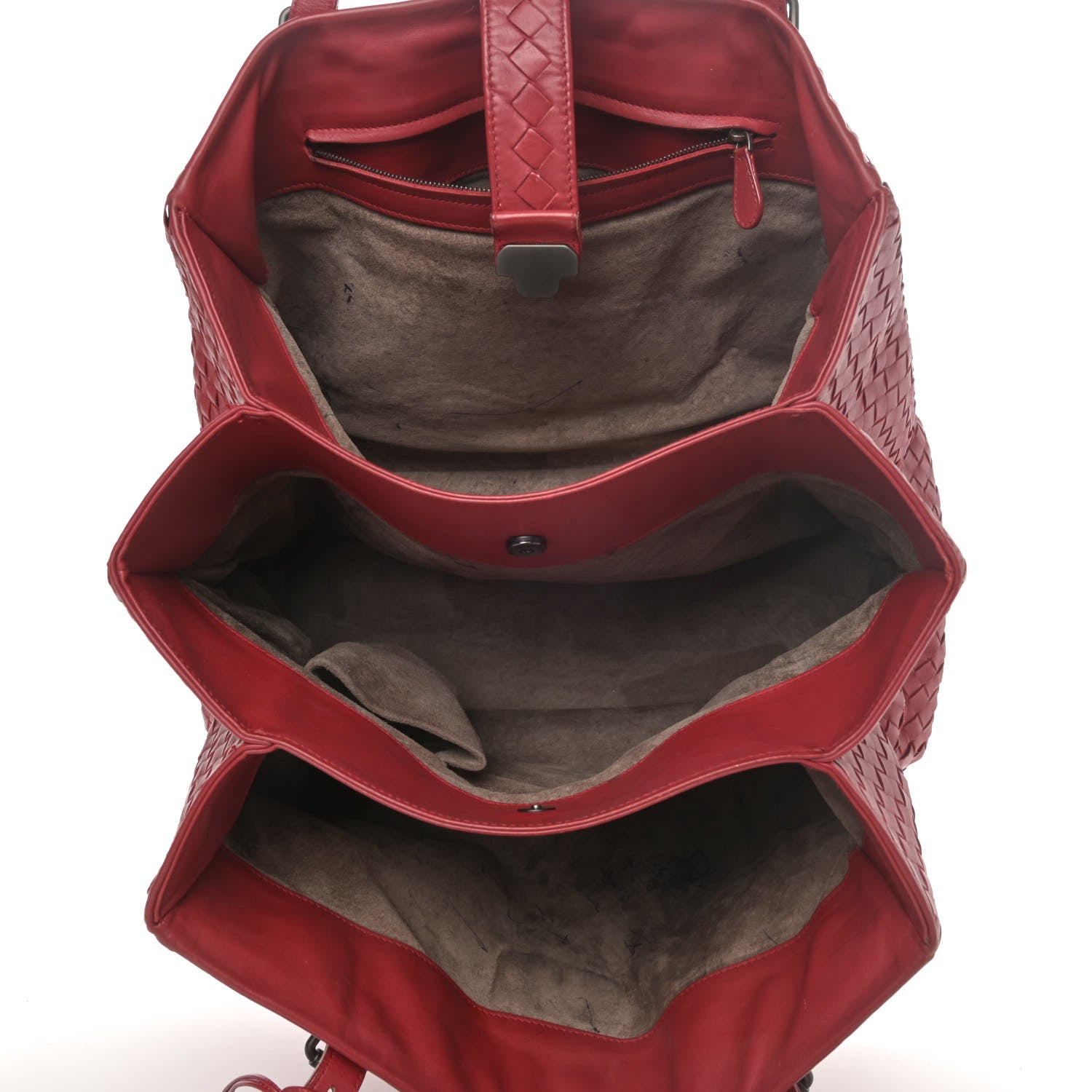 Bottega Veneta Nappa Intrecciato Medium Roma Tote Red 3 of 4