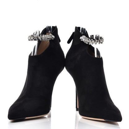 Jimmy Choo Suede Crystal Blaize 100 Ankle Boots 38.5 Black 5 of 14
