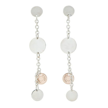 Hermes Sterling Silver 18K Rose Gold Confettis Drop Earrings 1 of 7