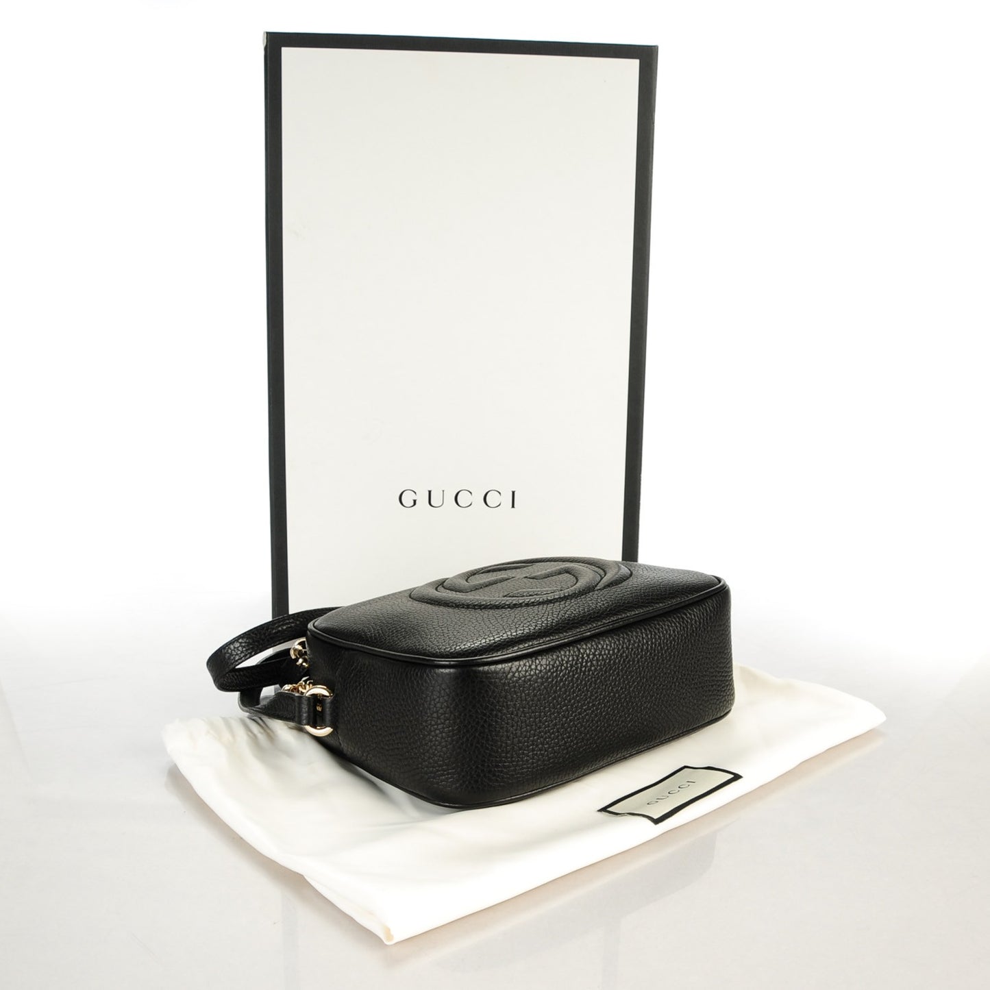 Pebbled Calfskin Small Soho Disco Bag Black