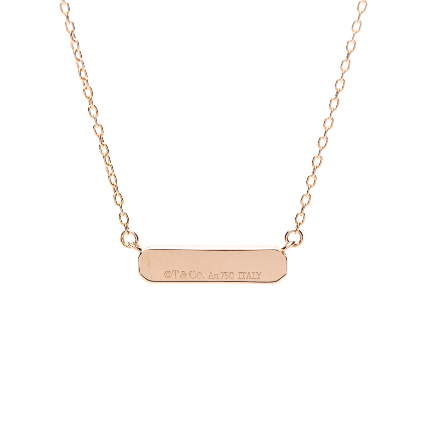 18K Rose Gold Diamond Micro Bar Pendant Necklace