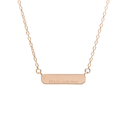 Tiffany 18K Rose Gold Diamond Micro Bar Pendant Necklace 4 of 5