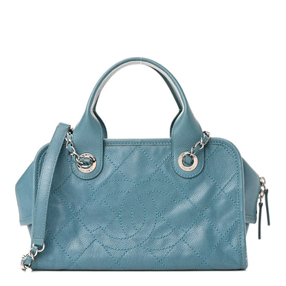 Chanel Caviar Quilted Small Deauville Bowling Bag Blue 1 of 10