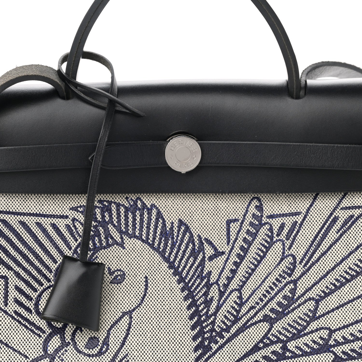 Hermes Vache Hunter Toile H Pegase Pop Herbag Zip Retourne 31 PM Bleu Indigo Ecru Black 9 of 12