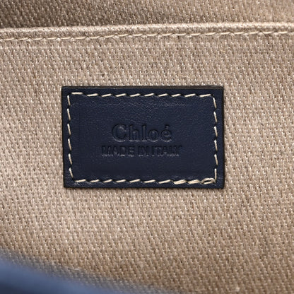 Chloe Suede Calfskin Medium Woody Ribbon Tote Navy 6 of 9
