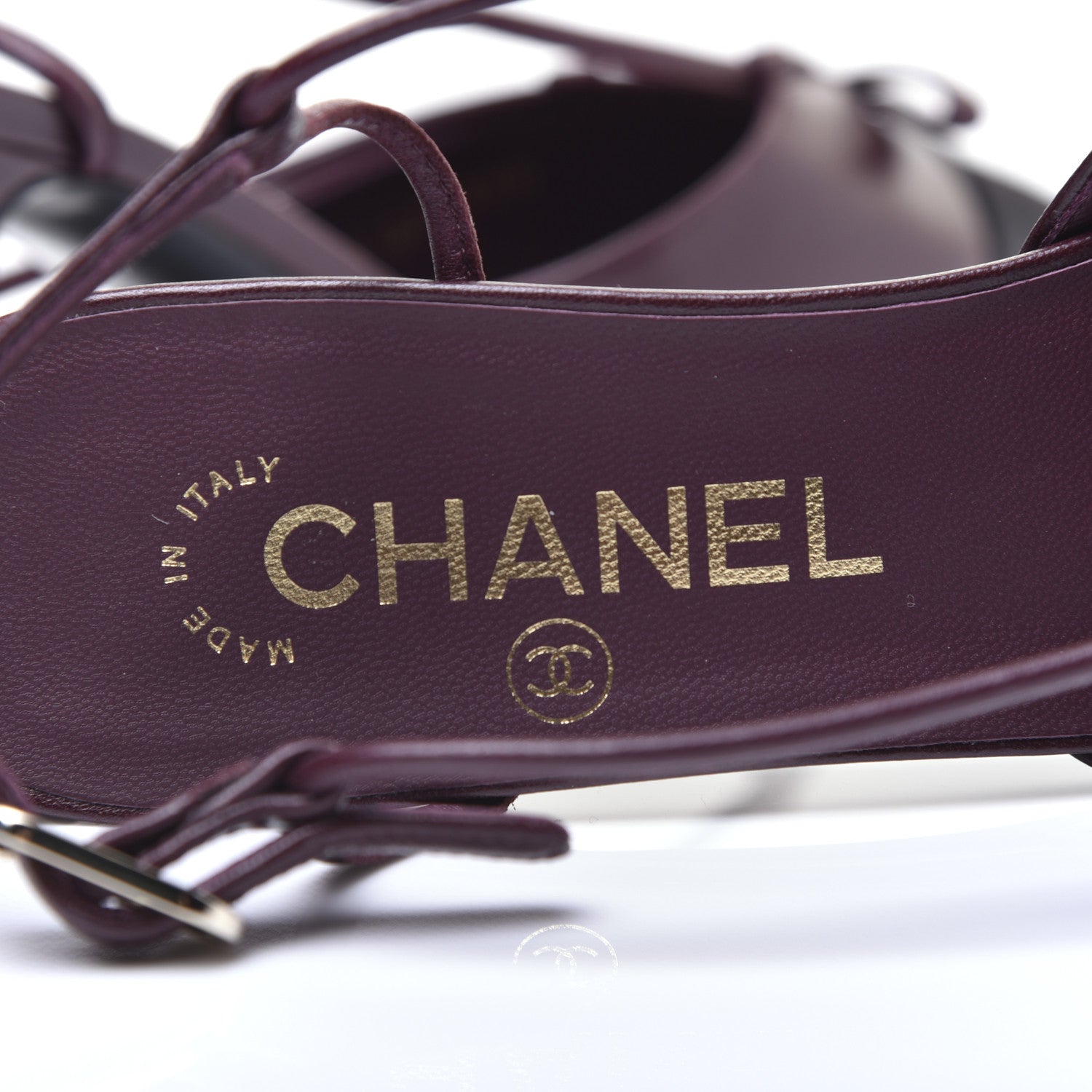 Chanel Lambskin Satin Slingback Cap Toe Bow Pumps 36.5 Burgundy Black 8 of 14