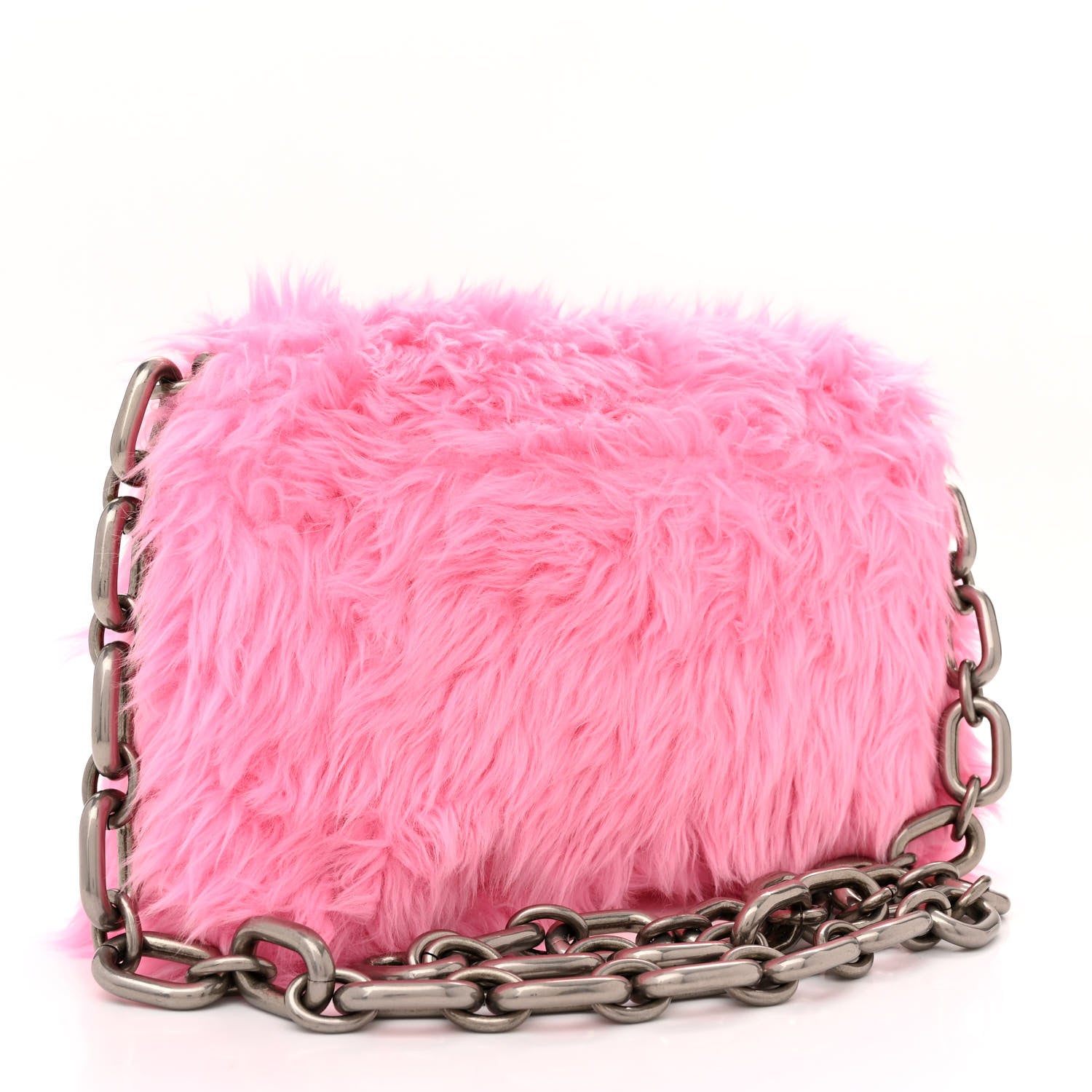 Balenciaga Faux Fur Small Downtown Shoulder Bag Pink 3 of 12