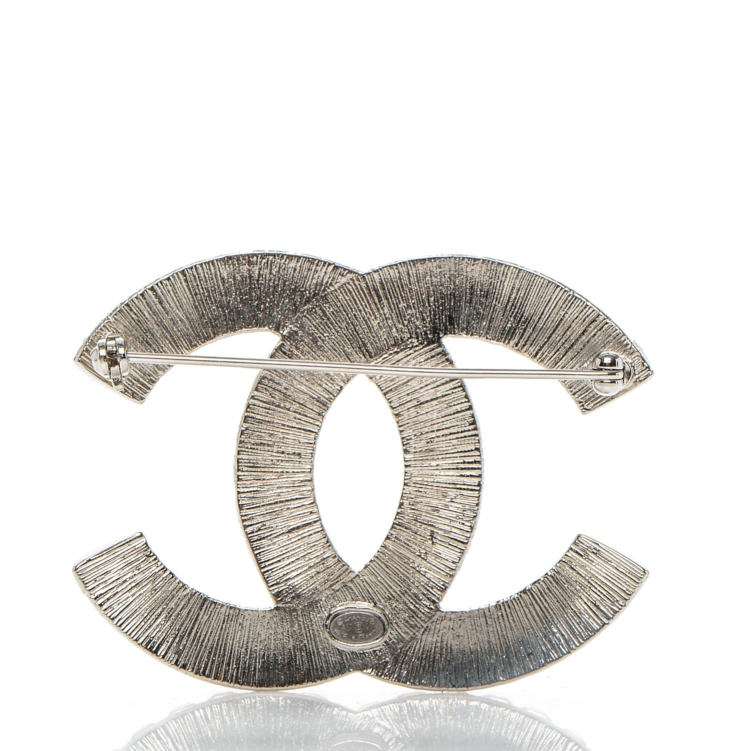 Chanel Baguette Crystal CC Brooch Silver 3 of 4