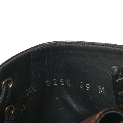 Louis Vuitton Calfskin Monogram Wonderland Flat Ranger Boots 39 Black 8 of 9