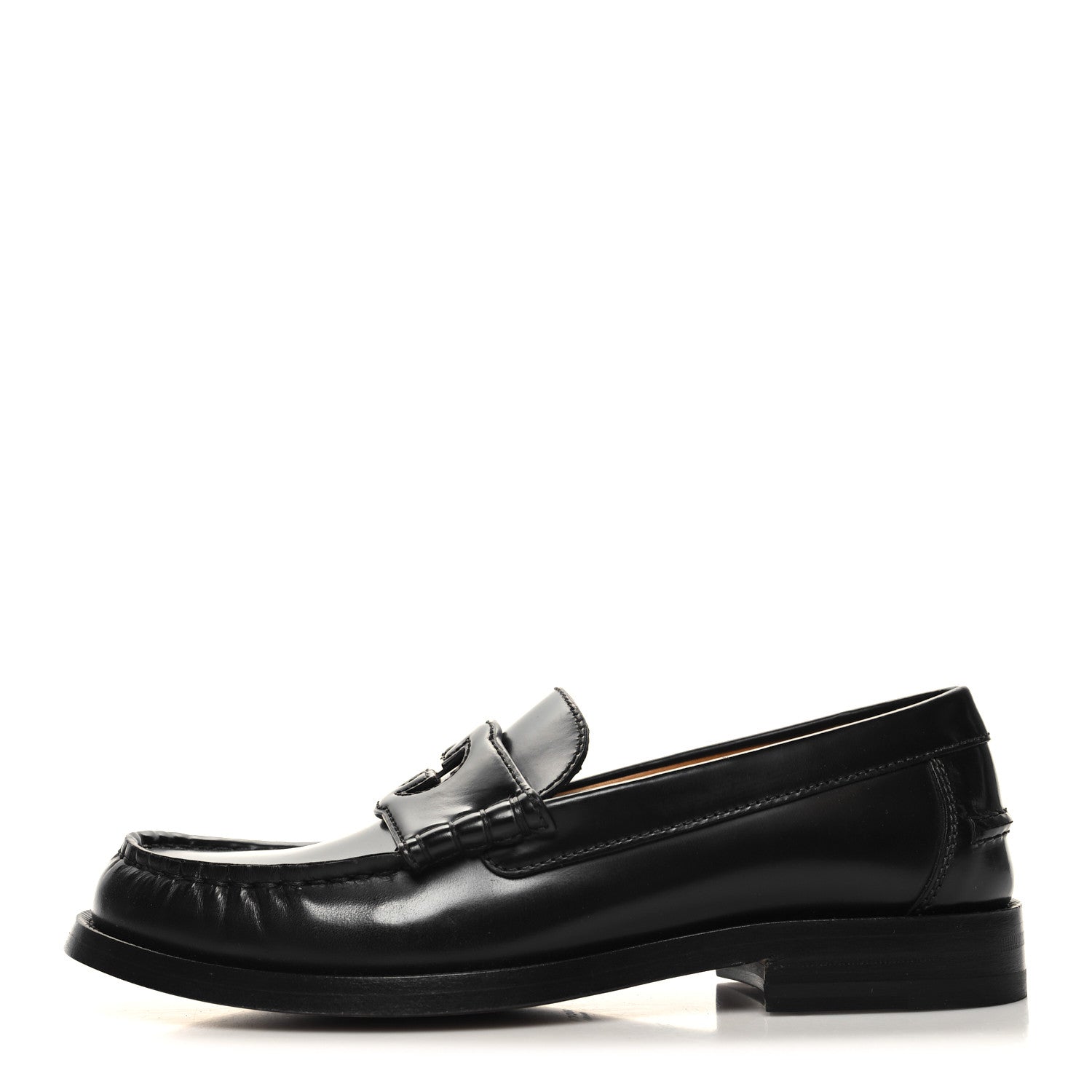 Gucci Millennial Ribot Cut Out Interlocking G Loafers 37.5 Black 1 of 9