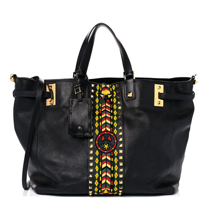 Valentino Garavani Grained Calfskin Jamaica Beaded My Rockstud Tote Black 1 of 15